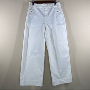 SPANX White Twill Wide Leg Cropped Pull-On Pants 20312R Women’s Large